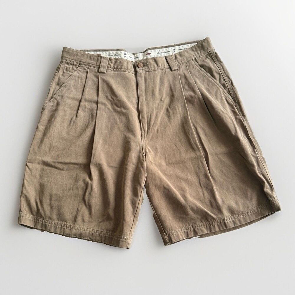 Tommy Bahama Pleated Shorts Men’s 35 Brown Bermuda Tencel Cotton Vacation